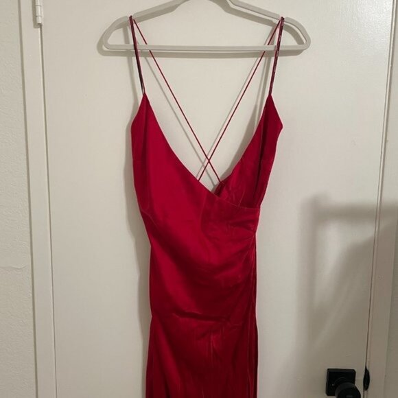 NEW SER.O.YA Amina Dress in Red Silk Satin Maxi Gown XL XLarge - Picture 4 of 8